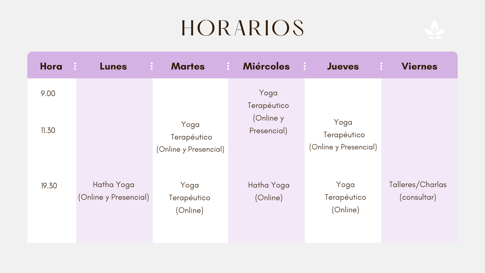 Horarios YC